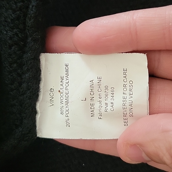 Vince Wool Short Sleeve Button Front Black Cardigan Patch Pocket Large - Picture 6 of 8